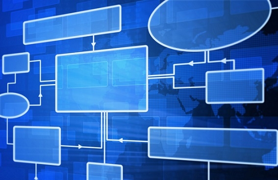 Blue abstract business diagram with copy space